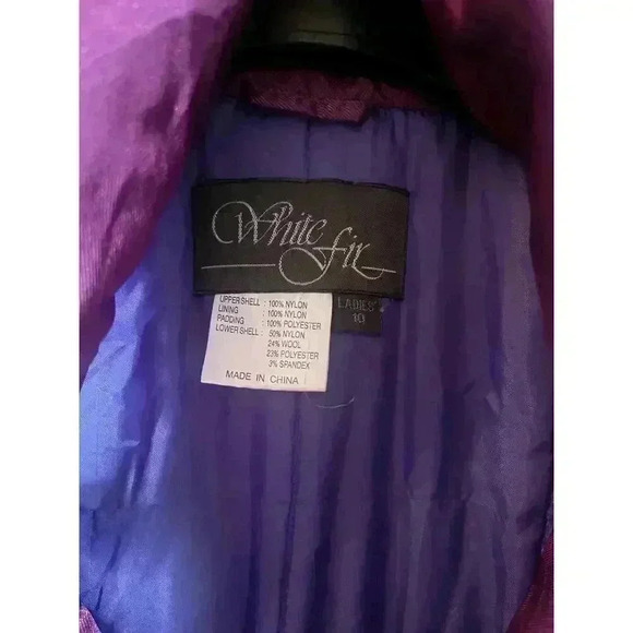 Vtg White Fir Women Ski Snowsuit Purple Stirrup Sz 10 Snowboard Winter One Piece - Picture 10 of 10